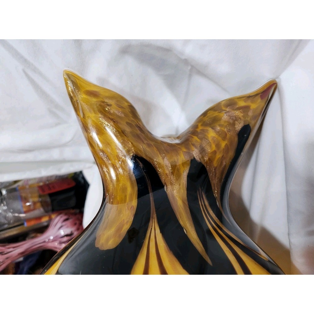 Murano Orange and Black Glass Base 21 cm high 17.5 cm wide 2.4 kg - Picture 15 of 16
